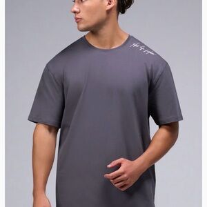 New TLF Oversized Script Grey T Shirt Mens Take Life Further Workout Streetwear